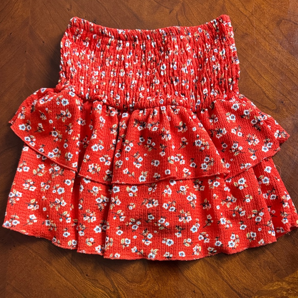 Zara Red Floral Mini Skirt